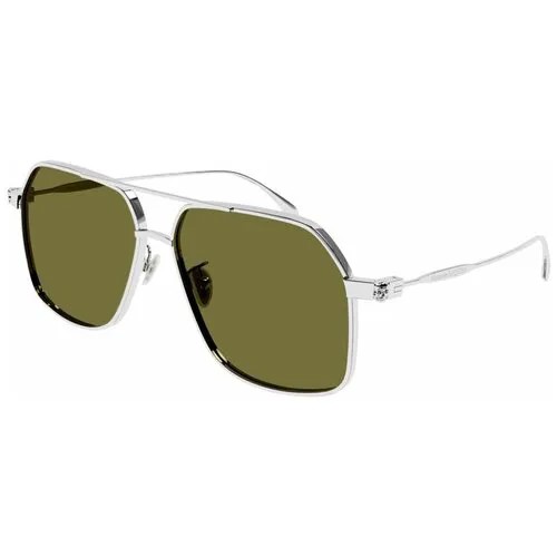 Солнцезащитные очки Alexander McQueen, серебряный, зеленый