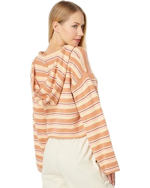 Свитер Roxy Side Swipe Hooded Poncho, цвет Toasted Nut Retro Rays Stripe