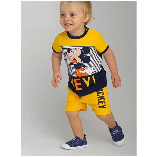 Комплект одежды  playToday для мальчиков, шорты и футболка, карманы, пояс на резинке, размер 74, черный