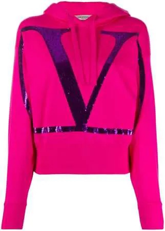 Valentino худи с пайетками и логотипом VLogo