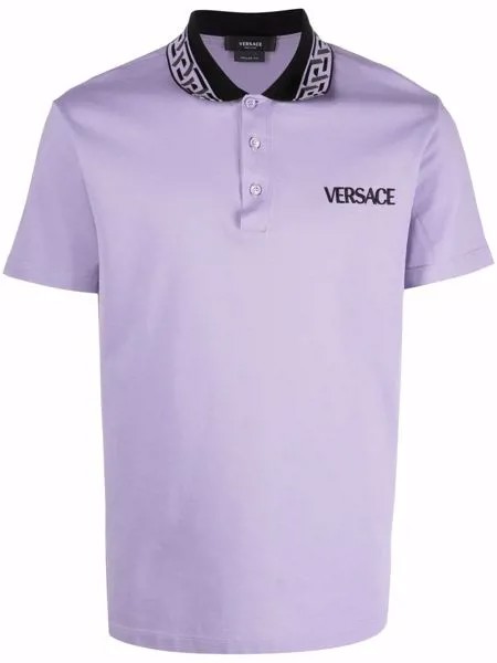 Versace рубашка поло вязки интарсия с короткими рукавами