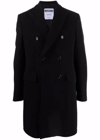 Moschino двубортное пальто с логотипом