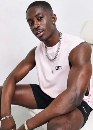 Розовая свободная майка с глубокими проймами и принтом логотипа ASOS Dark Future-Розовый цвет