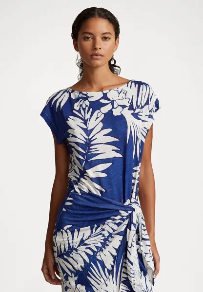 Длинное платье Short Sleeve Day Dress Polo Ralph Lauren, цвет blue floral
