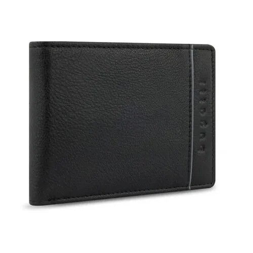 Портмоне BUGATTI Banda, с защитой данных RFID, чёрное, кожа козы/полиэстер, 12,5х2х9 см