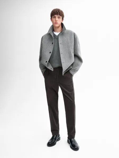 Вельветовые брюки-джоггеры Massimo Dutti, металлический