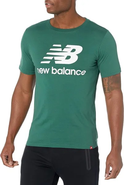 Футболка New Balance Men's Nb Essentials Stacked Logo Short Sleeve, зеленый