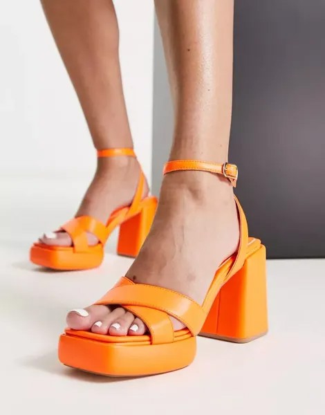 Оранжевые эксклюзивные сандалии на платформе с перекрестными ремешками Rule London Henley