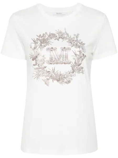 Max Mara футболка со стразами, белый