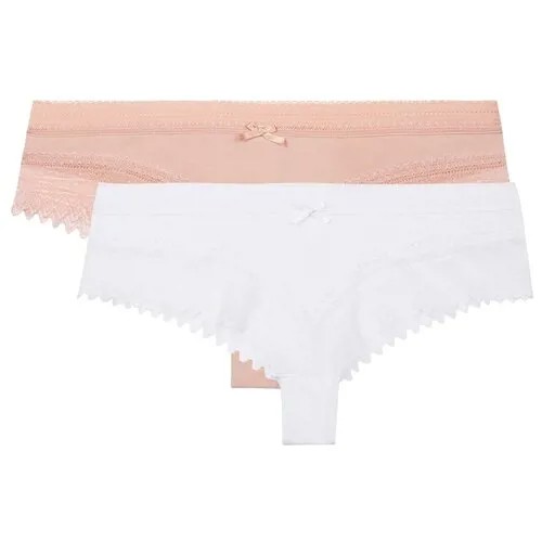 DIM Набор трусов шорты Sexy Fashion c кружевными вставкам, 2 шт., размер 36/38, белый/телесно-розовый