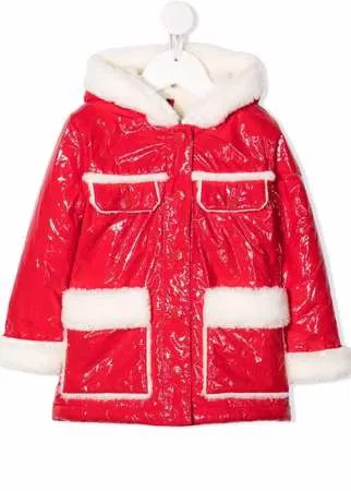 Moncler Enfant пальто с оторочкой из искусственного меха