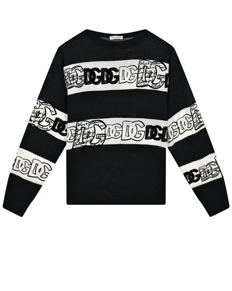 Черный джемпер с белыми полосками Dolce&Gabbana детский