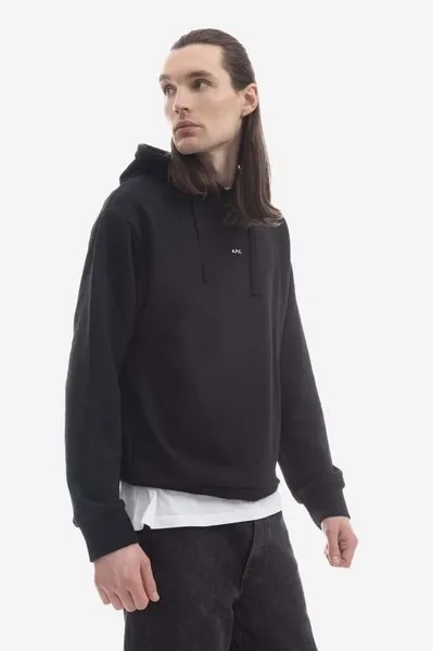 Толстовка с капюшоном Larry из хлопка A.P.C., черный
