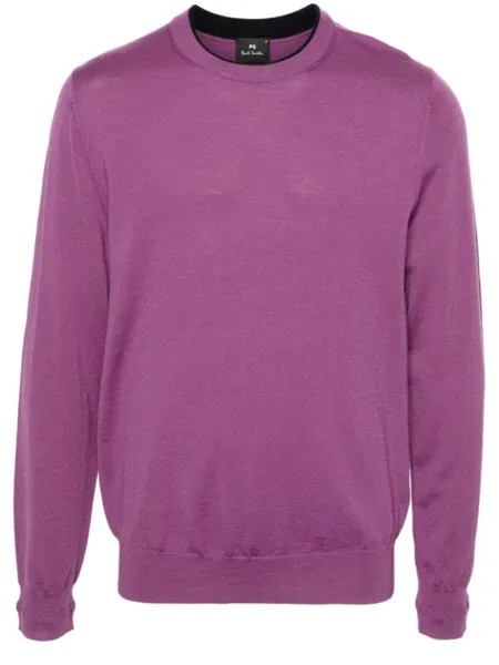 PS Paul Smith свитер из мериносовой шерсти с контрастным воротником, фиолетовый
