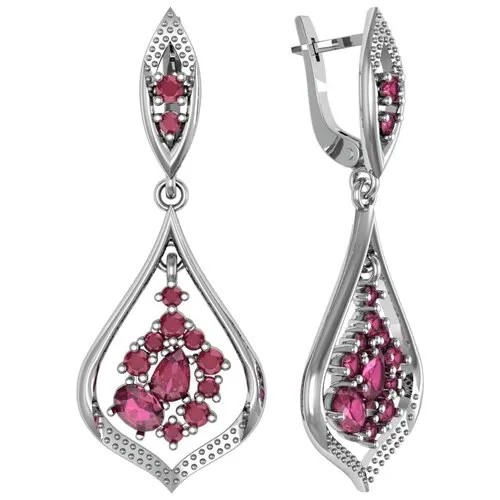 Серьги с 26 корундами из серебра 361689-KD49