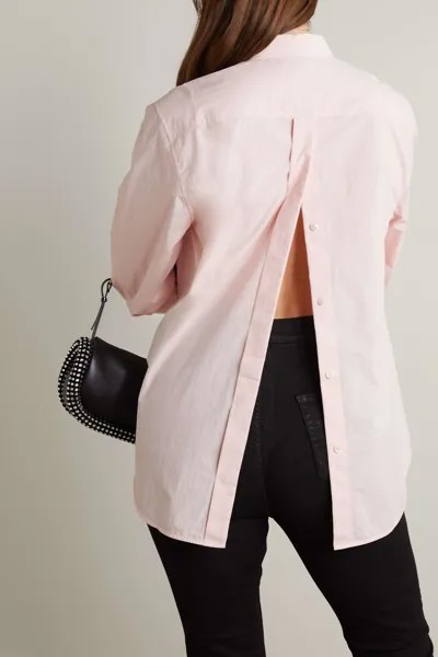 HELMUT LANG Рубашка из хлопкового поплина с вышивкой, розовый