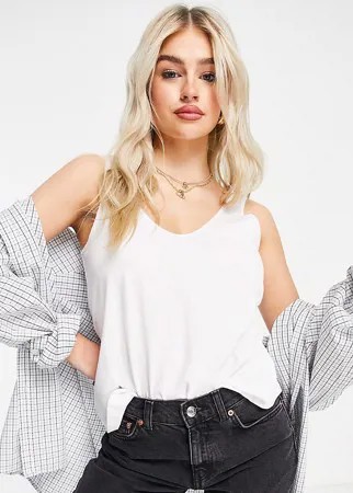 Белая майка из органического хлопка с овальным вырезом ASOS DESIGN Petite ultimate-Белый