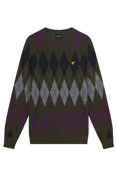 Пуловер Lyle & Scott Strick, оливково зеленый