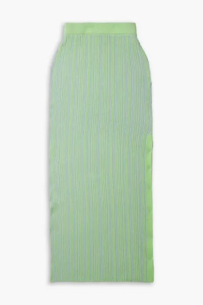 Юбка миди Sophie в полоску в рубчик из смесового хлопка Anna Quan, светло-зеленый