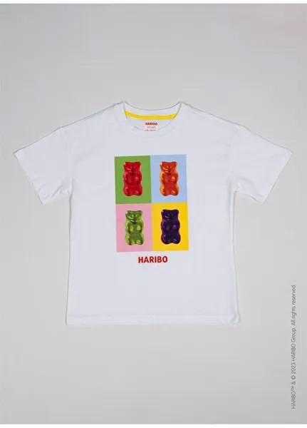 Белая футболка с принтом для мальчика HRBTXT011 Haribo, белый