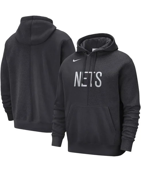 Мужской пуловер с капюшоном Brooklyn Nets Courtside Versus Stitch антрацитового цвета с разрезом Nike