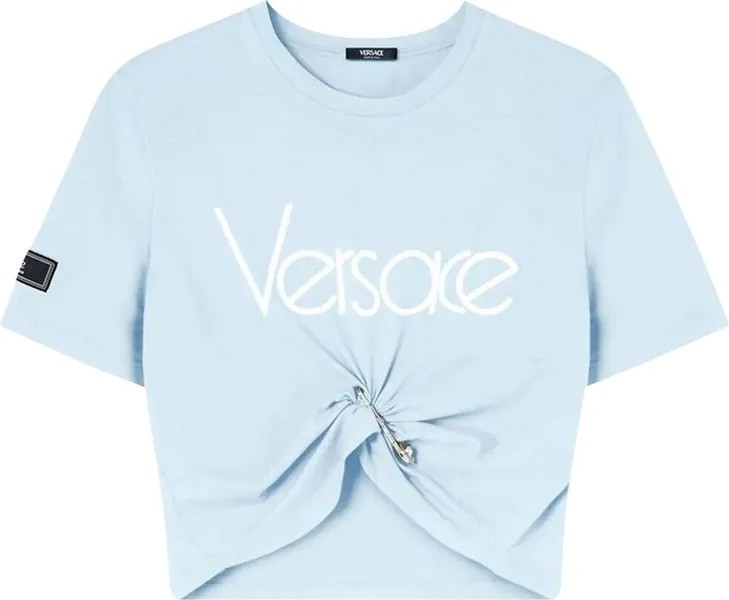 Футболка Versace 1978 Re-Edition Logo Crop  'Pale Blue/White', синий