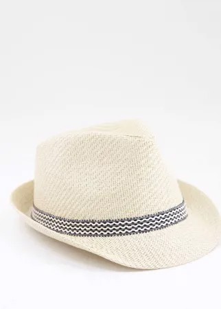 Бежевая фетровая шляпа с орнаментом в полоску French Connection-Нейтральный