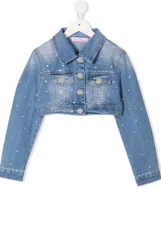 Miss Blumarine укороченная джинсовая куртка с кристаллами