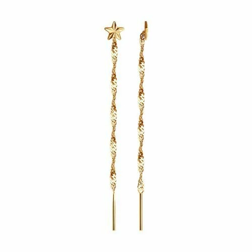 Серьги цепочки Thing Jewelry, красное золото, 585 проба, золотой
