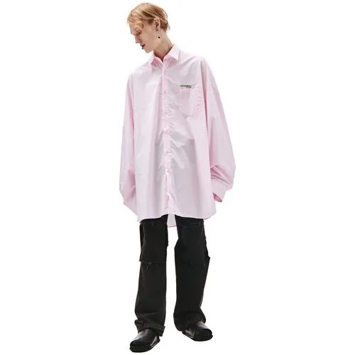 Raf Simons Розовая Оверсайз рубашка с принтом 48