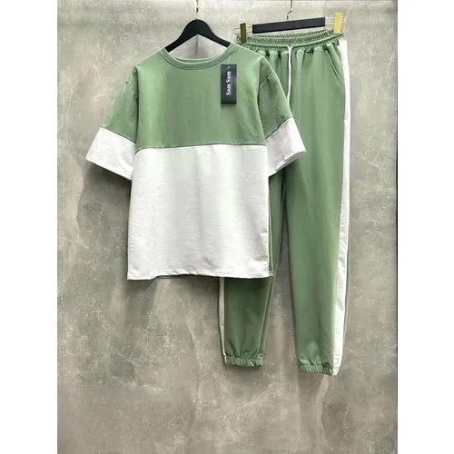 Костюм , размер 54/56 (XL) , белый, зеленый