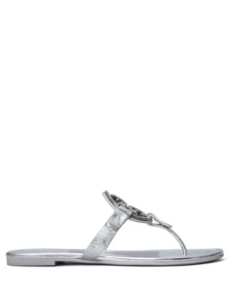 Tory Burch сандалии Miller с логотипом, серебристый