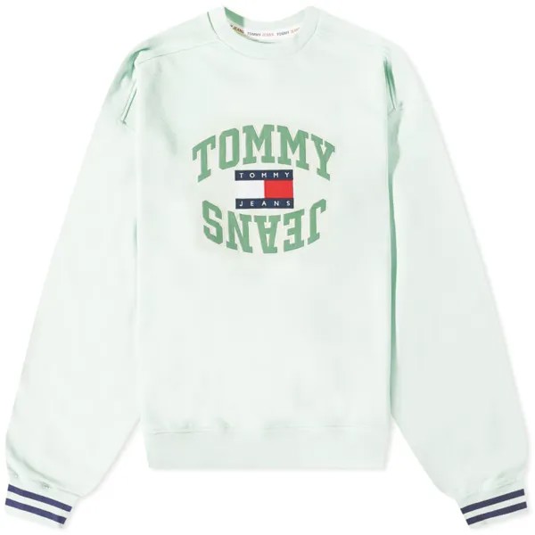 Tommy Jeans Свитшот с круглым вырезом и арочным логотипом, мятный