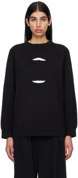 Черная футболка с длинным рукавом со вставками MM6 Maison Margiela