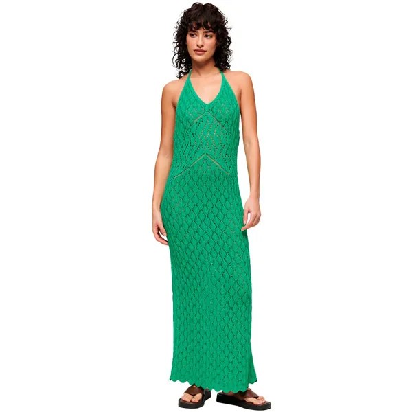 Платье Superdry Crochet Halter long, зеленый