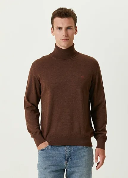 Коричневый шерстяной свитер с высоким воротником Etro