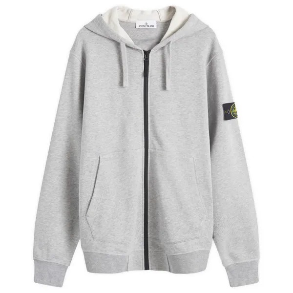 Худи Stone Island Cotton Fleece Garment Dyed Zip Hoodie, цвет Melange Grey