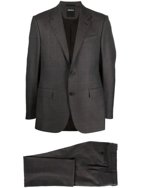 Zegna шерстяной костюм в клетку, серый