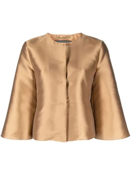 Alberta Ferretti атласный жакет со складками, нейтральный цвет
