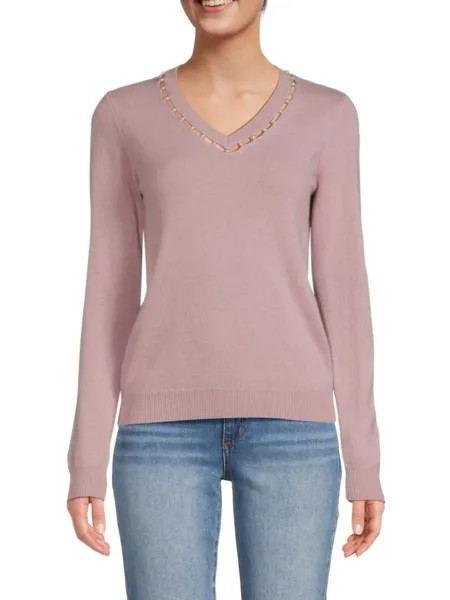 Кашемировый свитер с V-образным вырезом Sofia Cashmere, розовый