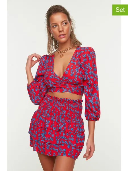 Мини-юбка trendyol, цвет rot/blau
