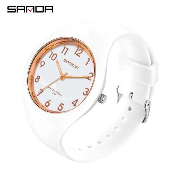 SANDA Мода Повседневные спортивные женские часы Новые роскошные водонепроницаемые цифровые кварцевые классические наручные часы 6056