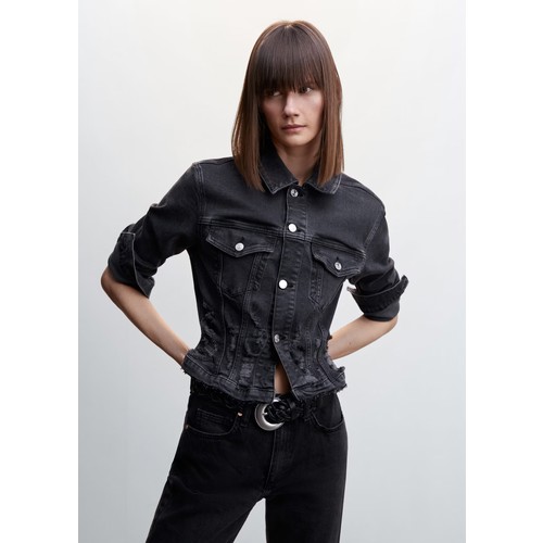 Джинсовая куртка MANGO Trucker, размер 36, черный