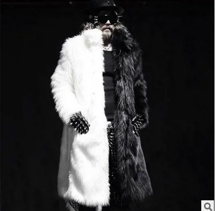 Мужская зимняя длинная шуба из лисьего меха, Размеры S/6Xl