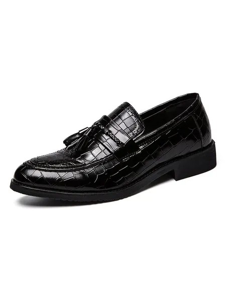 Milanoo Men's Tassel Wingtips Loafers in Black