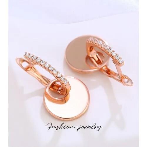 Серьги трансформеры XUPING JEWELRY, бижутерный сплав, золочение, циркон, золотой