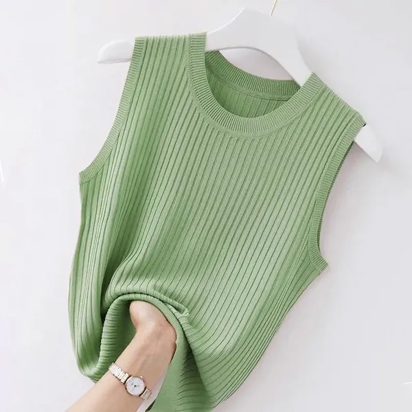 Большой размер Camisole Женский летний нижний белый короткий трикотажный топ без рукавов