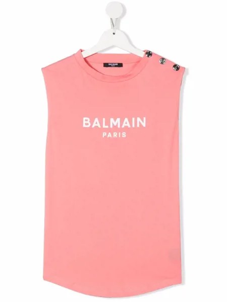 Balmain Kids топ с пуговицами и логотипом