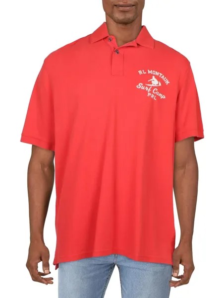 Мужская хлопковая футболка-поло с рисунком Polo Ralph Lauren, красный