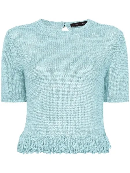 Proenza Schouler вязаная футболка с бахромой, синий